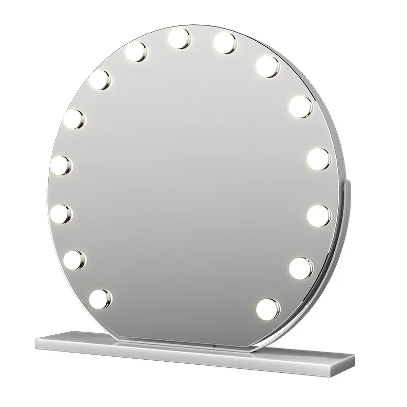 Bedroom 12 Light Bulb 20 Inch Stand Hollywood Metal White Touch Switch AC Adapter Large Desktop Dressing Table LED Vanity Mirror