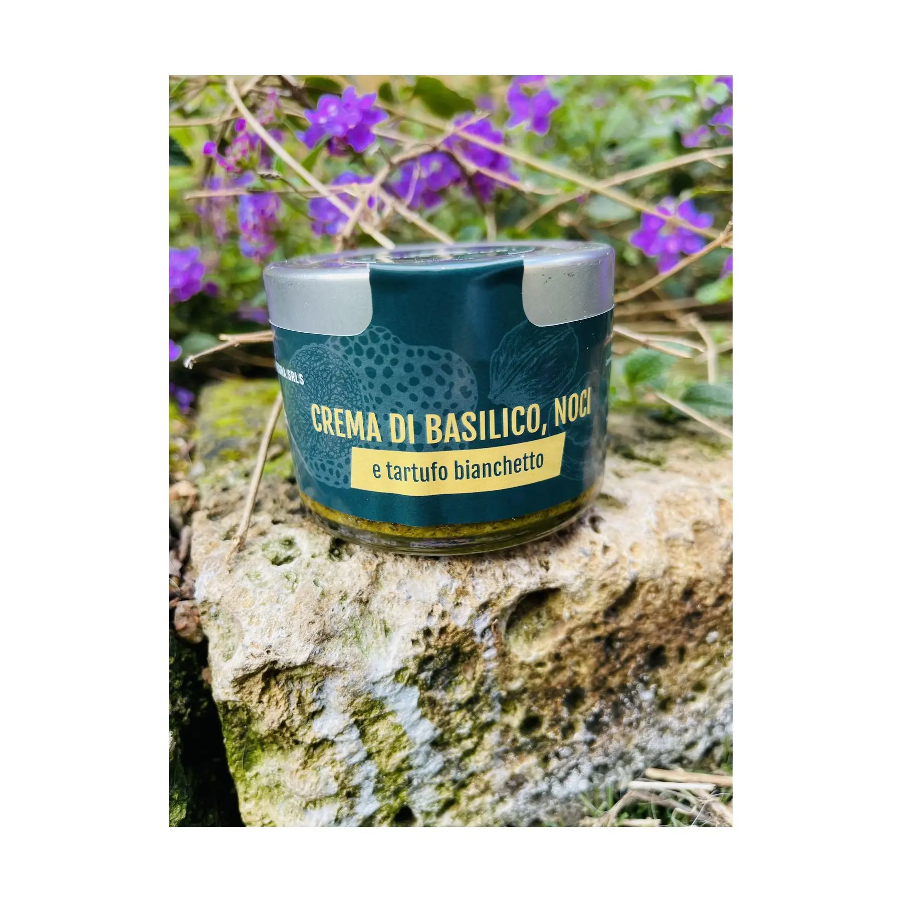 Artisan Italian Basil, Walnut & Bianchetto Truffle Cream - 50g In Glass Jar | Tribute To Culinary Tradition