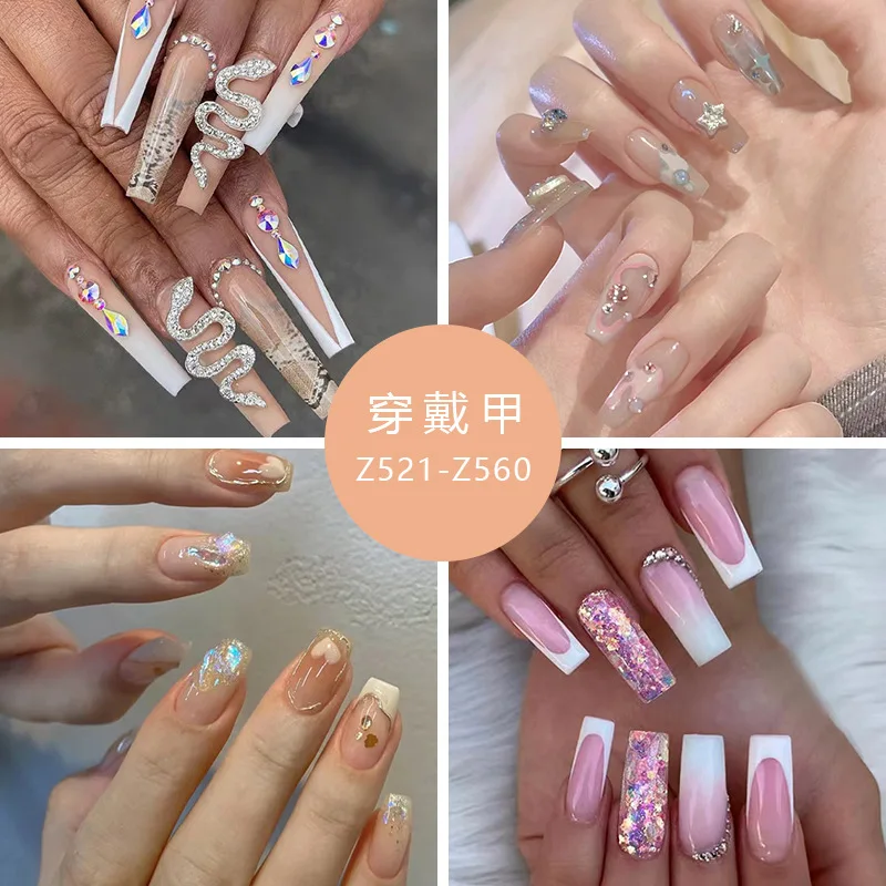 Wholesale Detachable Artificial Nail Patch Fake Nails 24 pcs Multiple styles Ballet Medium Long Acrylic False Nail