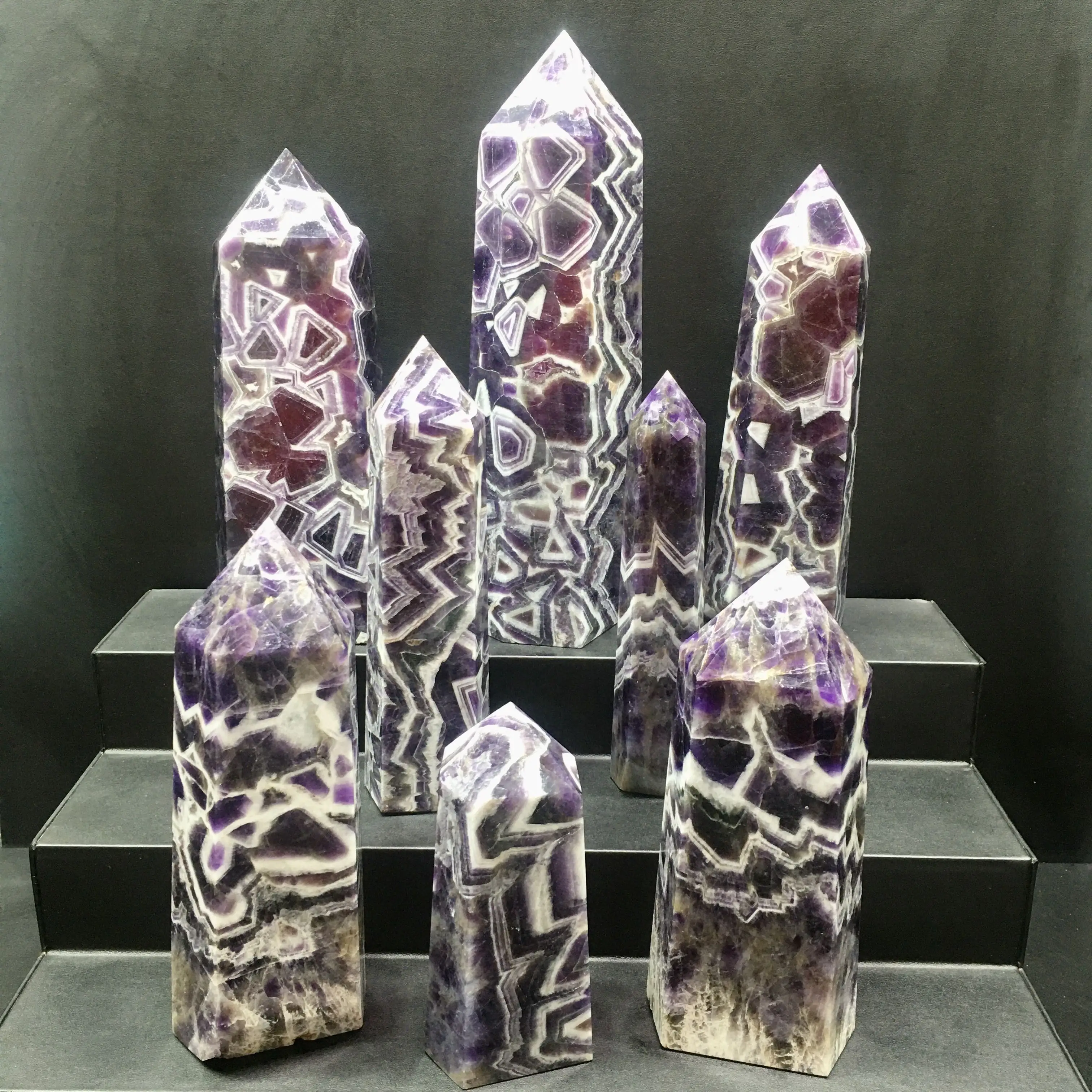 High Quality Purple Dream Amethyst Natural Large Dream Amethyst Tower With Nice Pattern Big Crystal Obelisk Point For Decoration