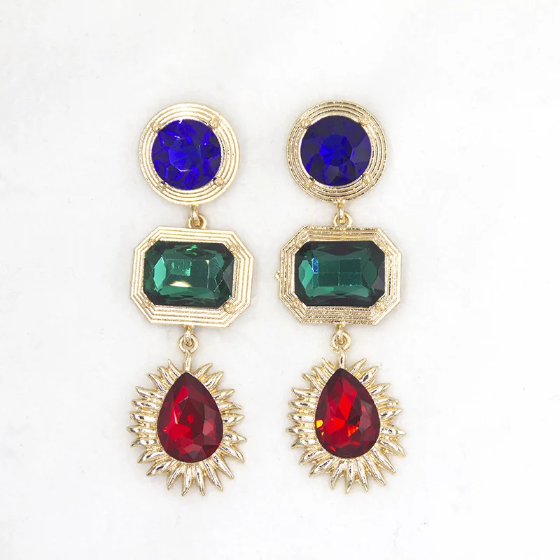 Mixed Charm Color Resin Earrings Bohemia Alloy Gold Plated Jewelry Pendant Women Girl