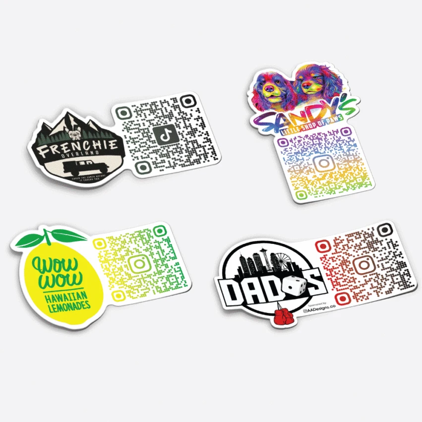 UV weather Resist vinyl holographic pvc scan bar code stickers custom printing outdoor die cut qr code sticker label