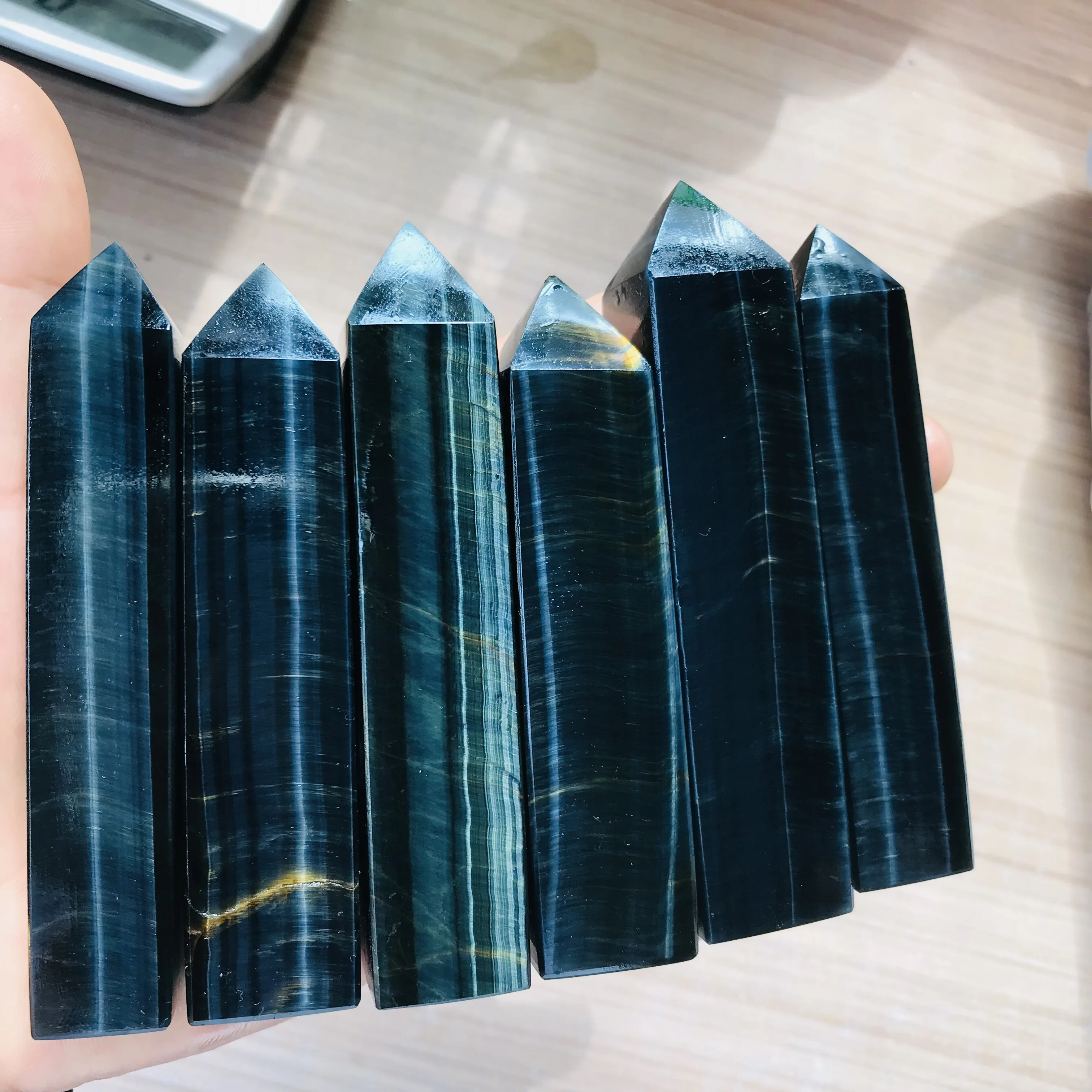 Wholesale High Quality crystal tower quartz healing blue tiger eye point wand for decoration