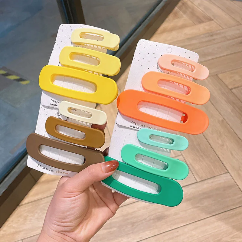 Милый детский акриловый зажим для волос трехразмерный матовый цвет Радуга конфеты градиентный цвет