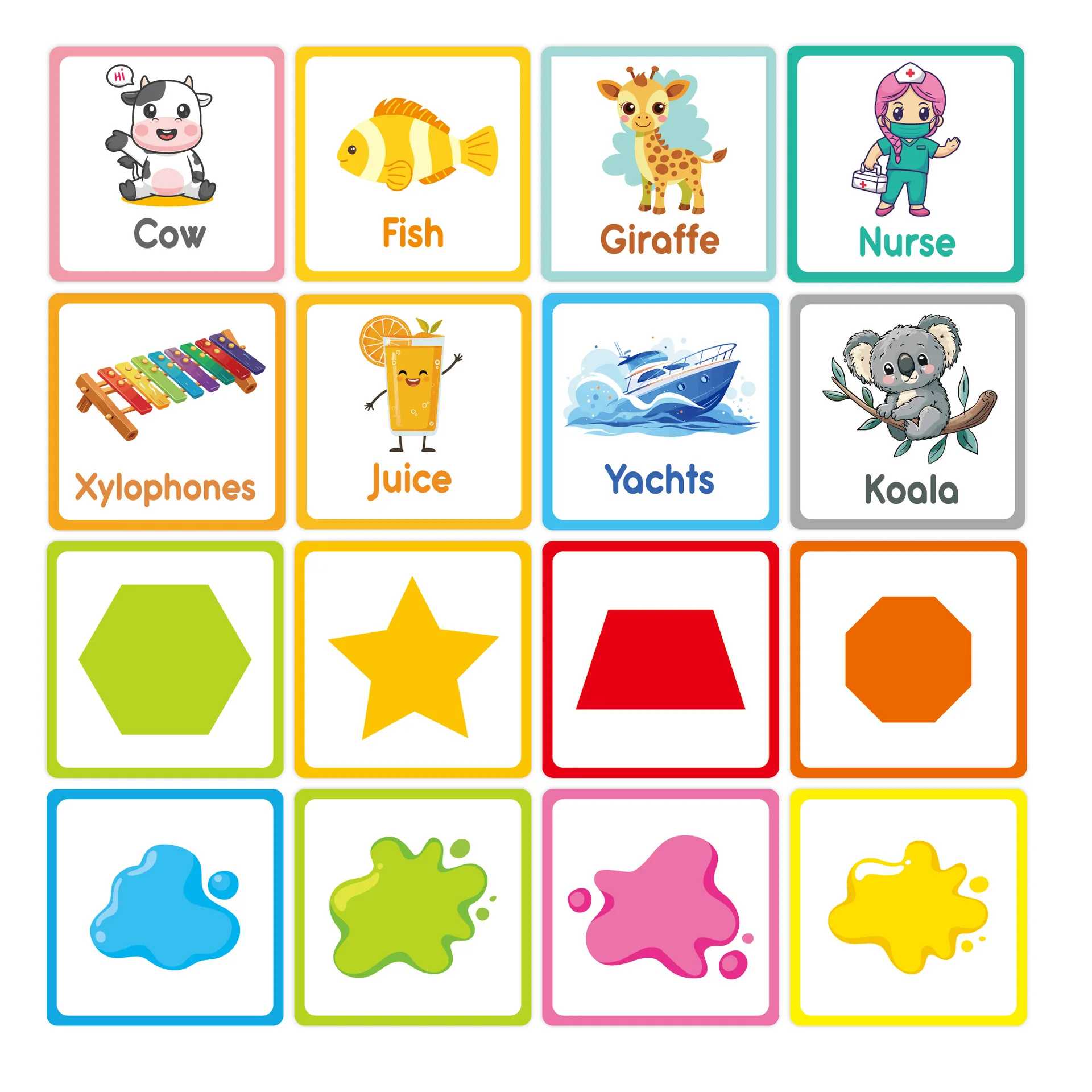 Newest 60 Pcs Early Leaning Toy Flashcards Children Learn Color Shape Number Word Cognition Education Flash Card for Toddlers