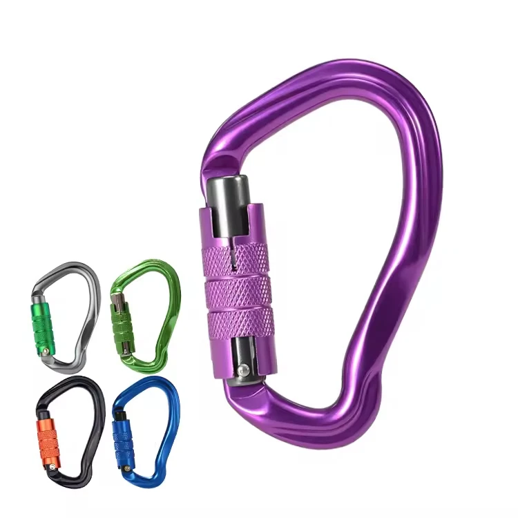 Baoshuo Custom New 23kn Aluminum Climbing Carabiner 3t Twist Locking Carabiner Hook For Rock climber Fall Arrest