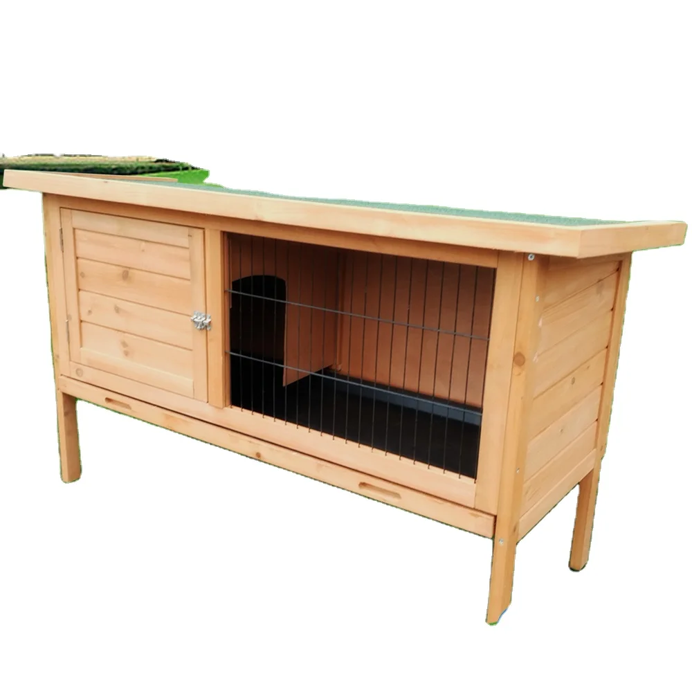 Outdoor Handmade Rabbit Hutches Fir Wood With Wire Rabbit Pet Houses Cages Wholesale Bunny Hutch Guinea Pig Cages