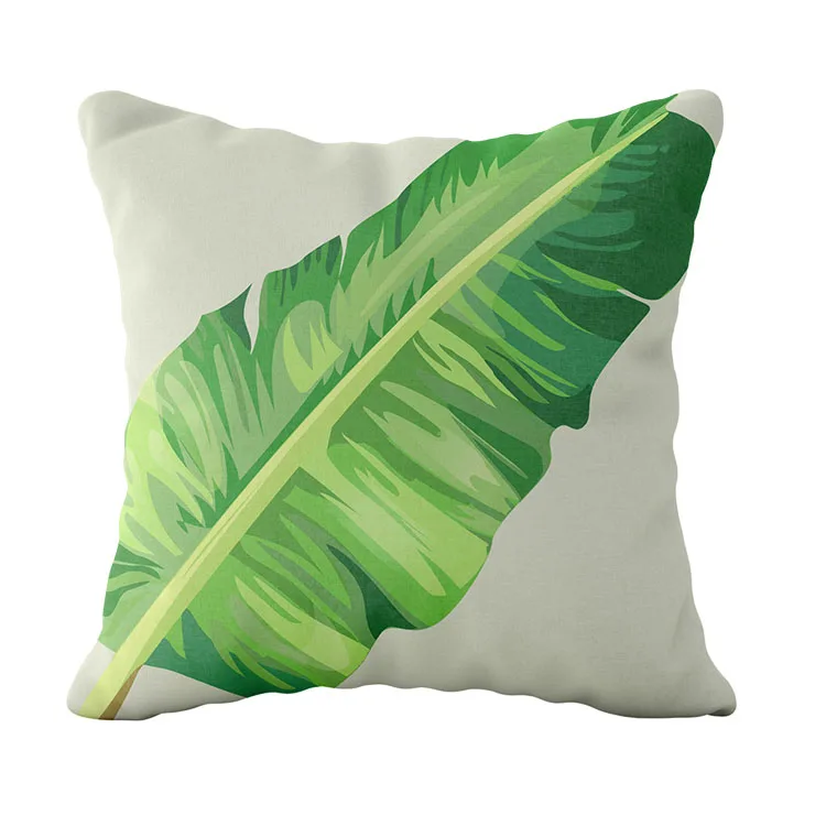 Wholesale Raffia Green Leaf Tropical Plants 45x45 pillow cover 2021 Printed Super Soft Cloth Material cushion case
