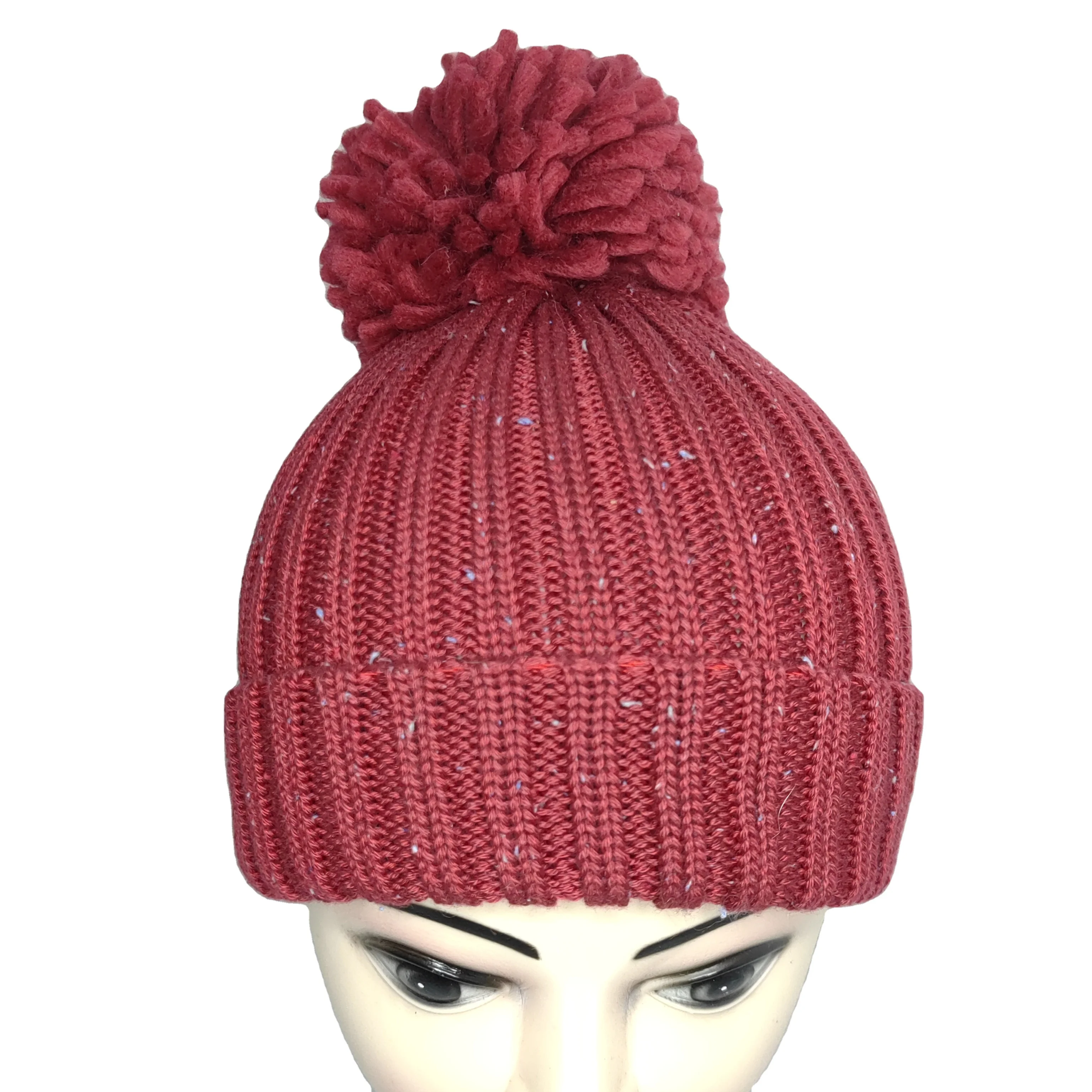 Hat scarf two-piece winter knitted cotton beanie hat wool ball knitted hat pom pom