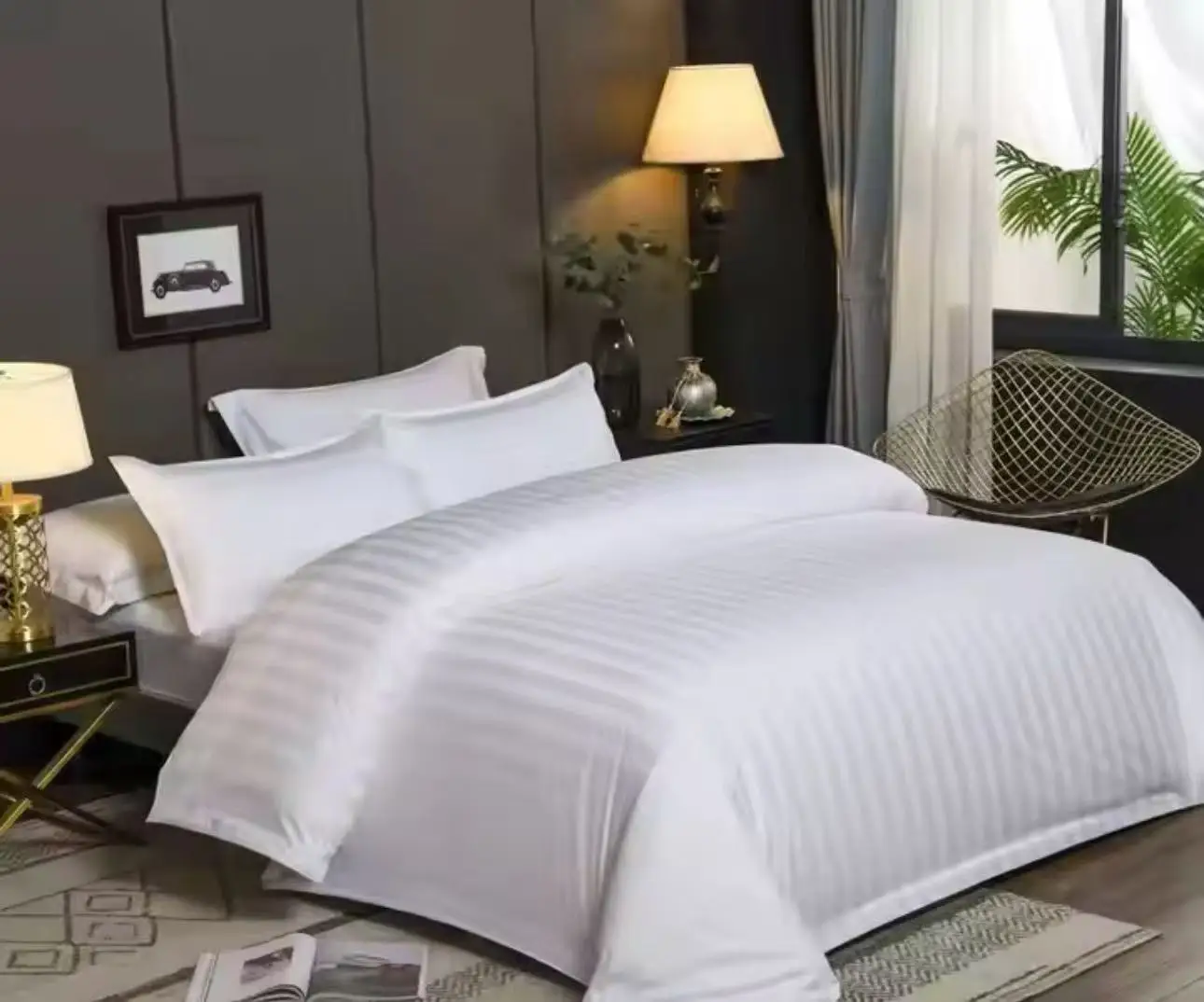 bedding set supplies USA 100% cotton bedsheet customized hotel guest room bed sheet set