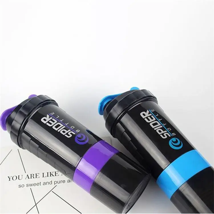 High Quality Custom Logo Protein Shaker Bottle Fitness Sports Plastic Shake Water Cup With Stainless Steel Ball