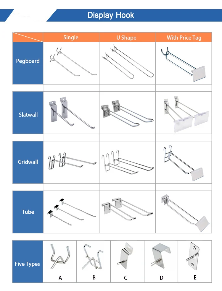 Wholesale Hot Sale Free samples Supermarket Metal Pegboard Display Rack Hooks For Hanging