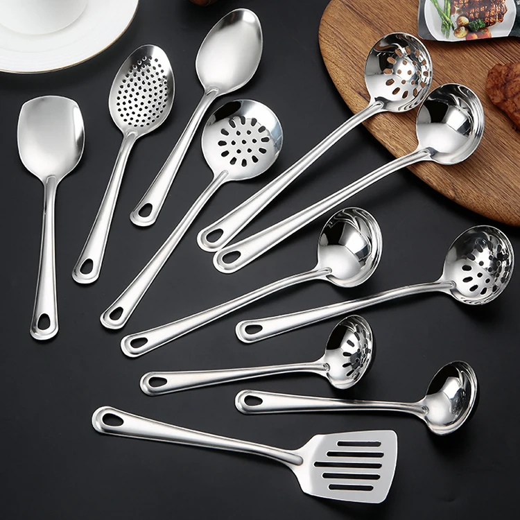 Лидер продаж набор столовых приборов из нержавеющей стали зеркальный Полировочный ковш для супа половник с прорезью и утюжок