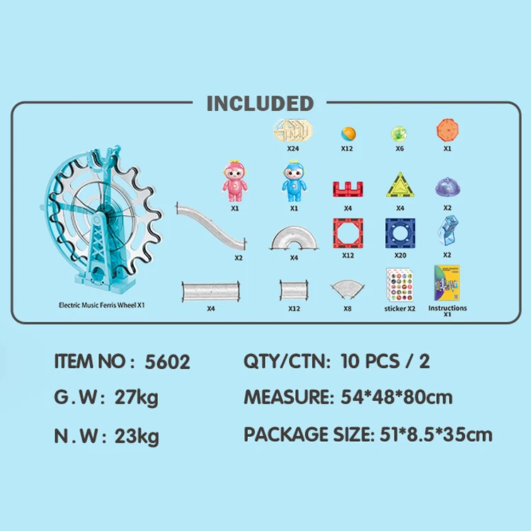 120PCS Electric Transparent Magnetic Tiles Building Blocks Set Magnet Marble Run Toys With Light And Music Race Ball Track Toys