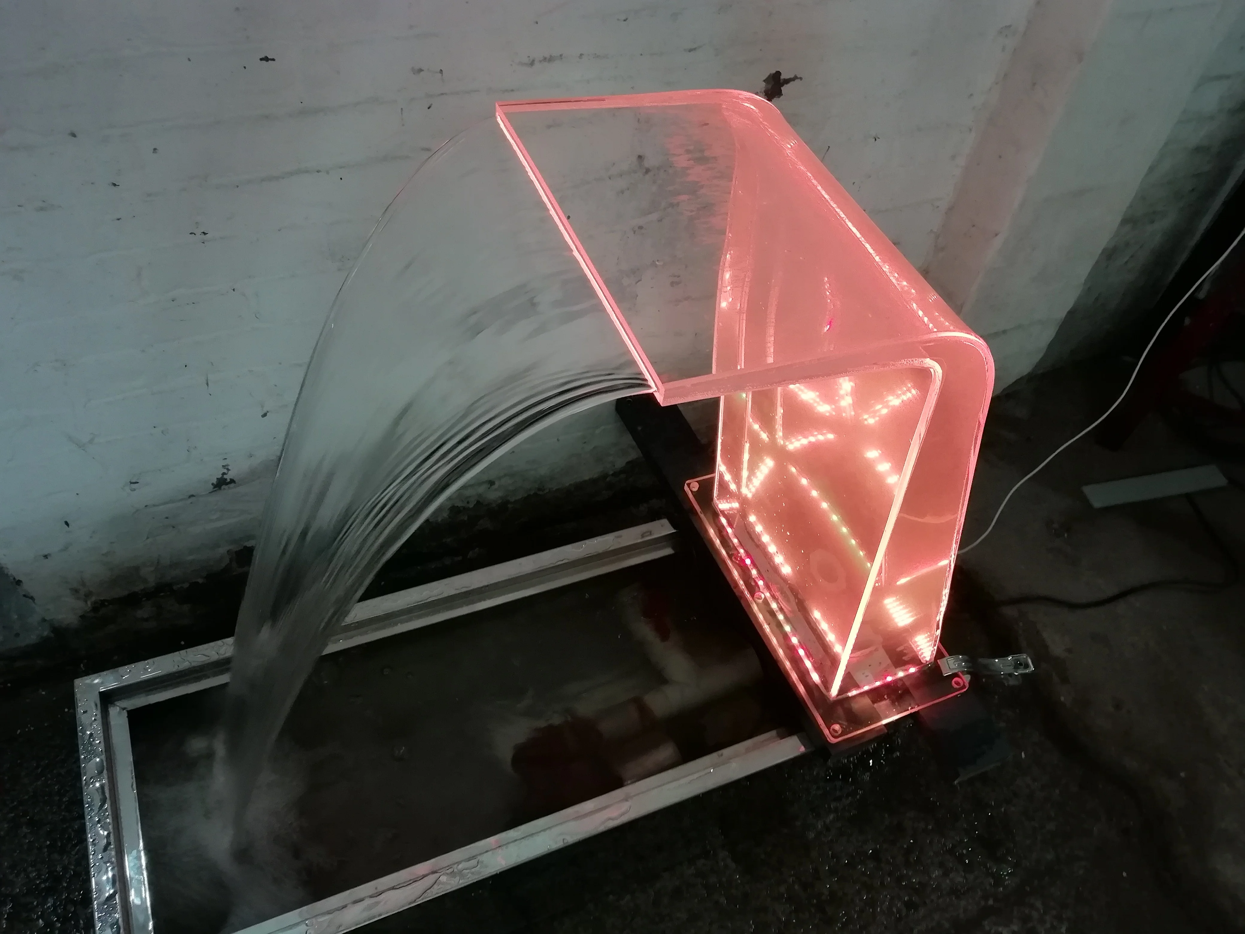 7colors indoor decorative acrylic waterfall with led light strip and adaptor for garden water scape