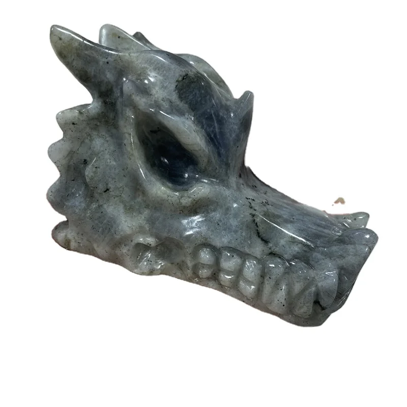 
Оптовая продажа лечебных народных поделок Лабрадорит Голова Дракона черепа Хрустальное украшение для подарка 
