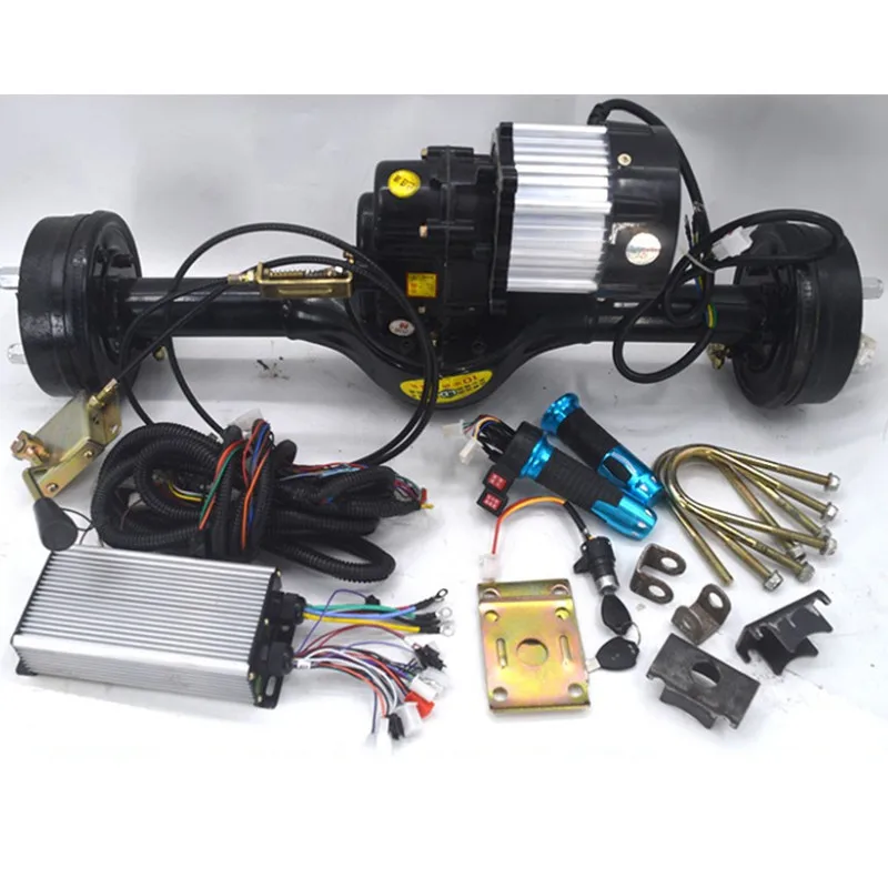 Electric three-wheeled four-wheeler engineering hauler axle load 1 ton low speed transport vehicle differential motor 1200w1500W