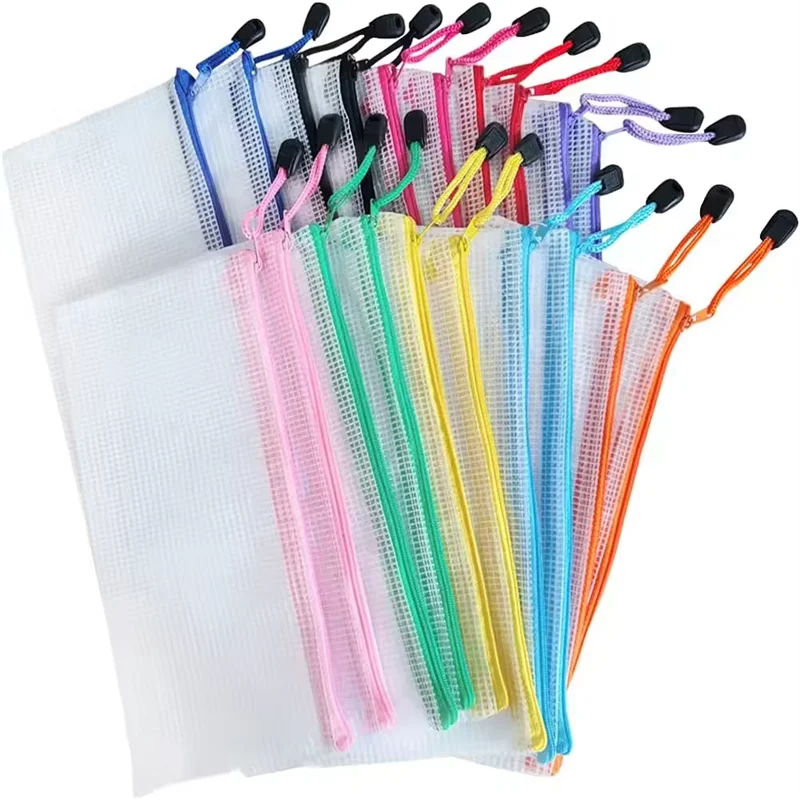 Пользовательский логотип полупрозрачный ПВХ сетчатый мешок на молнии Оксфордский материал A4/A6 папка для файлов с замком бумажник и конверт