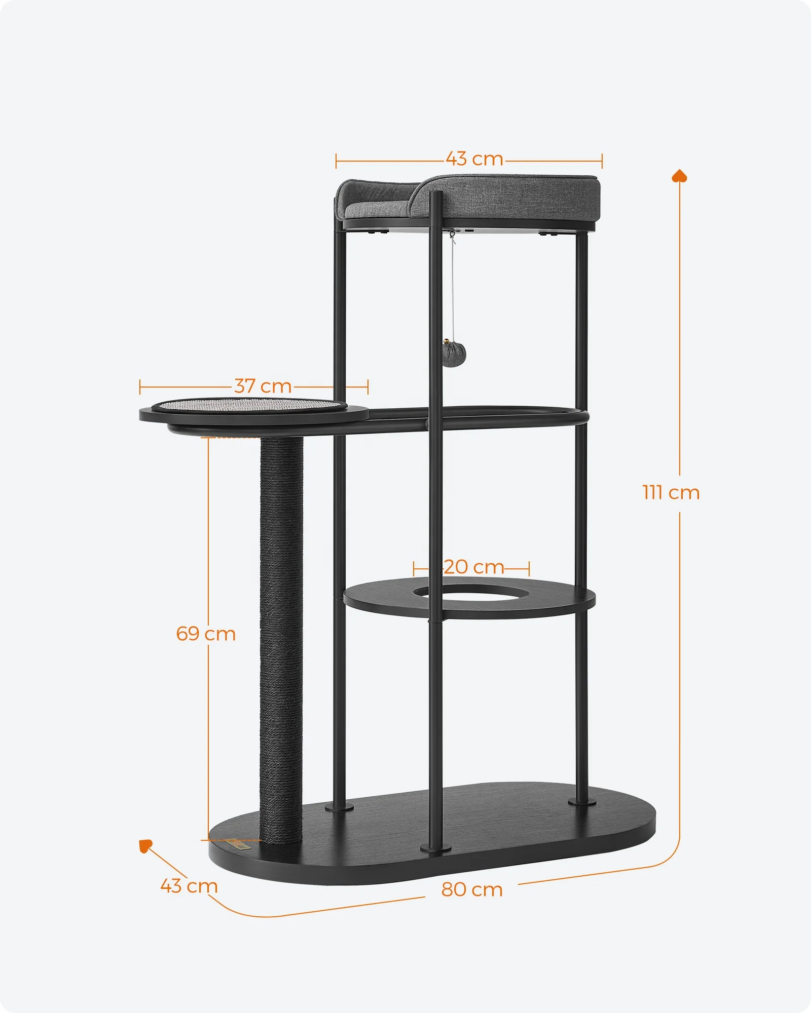 Feandrea Multi-level Cat Tree Tower Furniture Luxury Cat Scratcher Post Modern Cat Tree with Hanging Cotton-Linen Ball