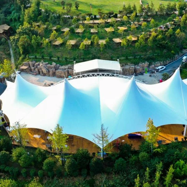 Camping Family Outdoor Water Drop Canvas Tents Glamping Luxury Hotel 5m Cotton Khaki Fabric Oxford Dome Glamping Tent