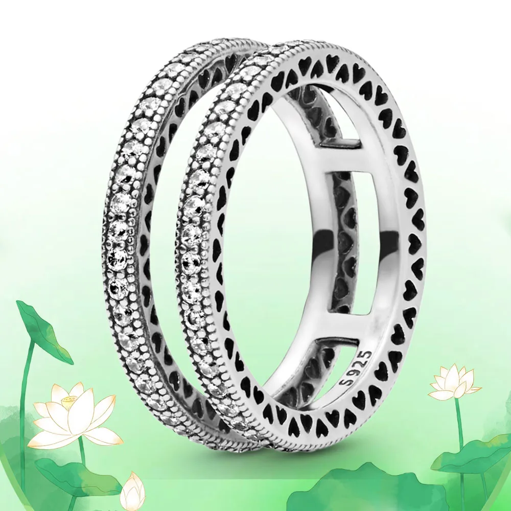 Elegant interlace line Crown pan dora signature Pave Setting ring 925 sterling silver material nickel free 5A Zircon shining