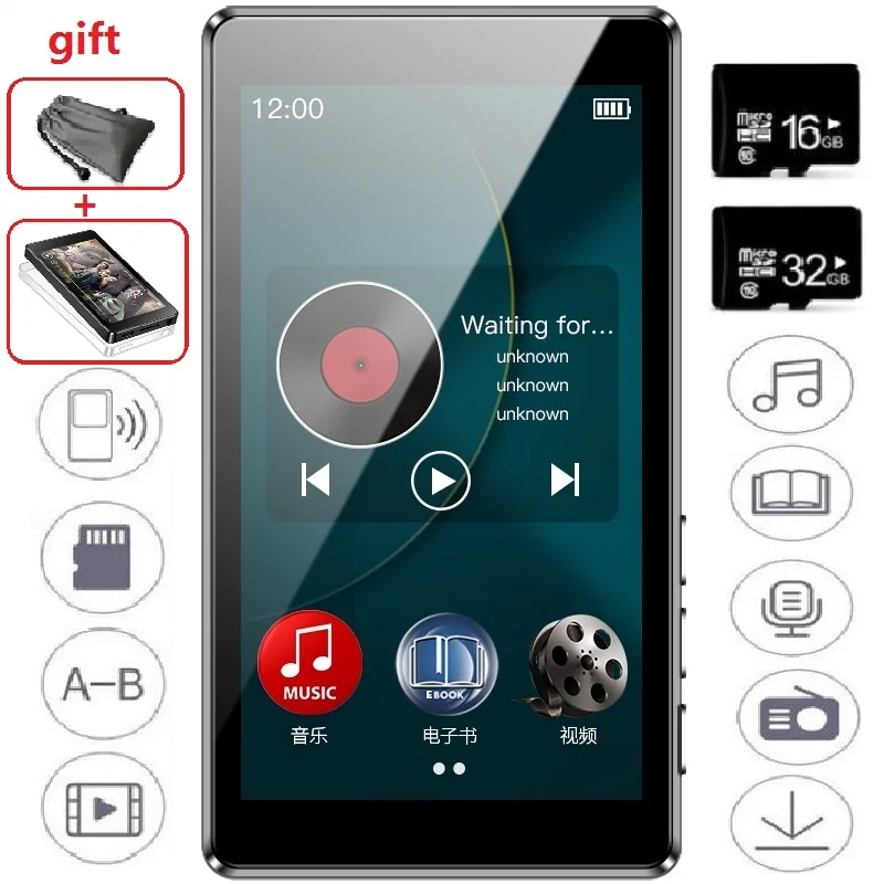 Newest MP3 RUIZU D20 Full Touch Screen MP4  8GB Music Player Support Copy Function FM Radio Recording With Built-in Speaker MP3