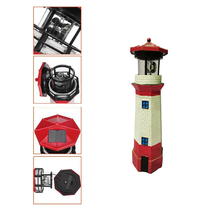  Mediterranean Home decoration solar led tower light ocean lighthouse garden rotating