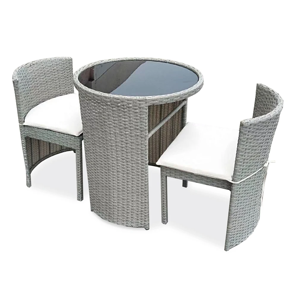 
Space Saving 3 Piece 3pc Outside Wicker PE Poly Rattan Ratan Outdoor Coffee Balcony Deck Garden Patio Bistro Furniture Set 