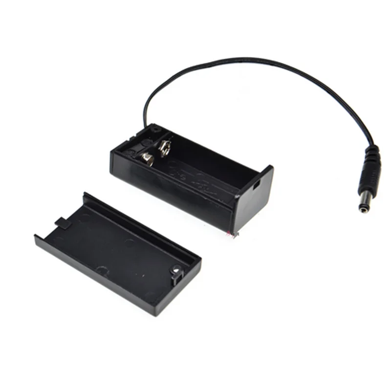 2AA Battery Holder with DC plug on Wire Leads, Cover and Switch