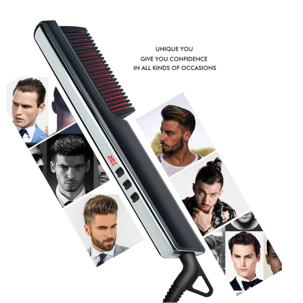 
3 in 1 Multifunctional Beard Straightening Comb Hot Beard Comb PTC Beard Brush for Men 