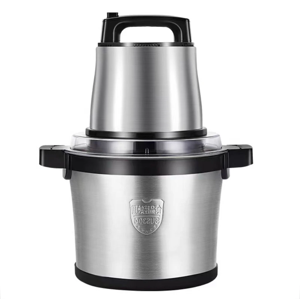 6L Stainless Steel Dual-Speed Household Meat Grinder Slicer Multifunctional Four Blades Dumpling Filling Shredder Double Layer