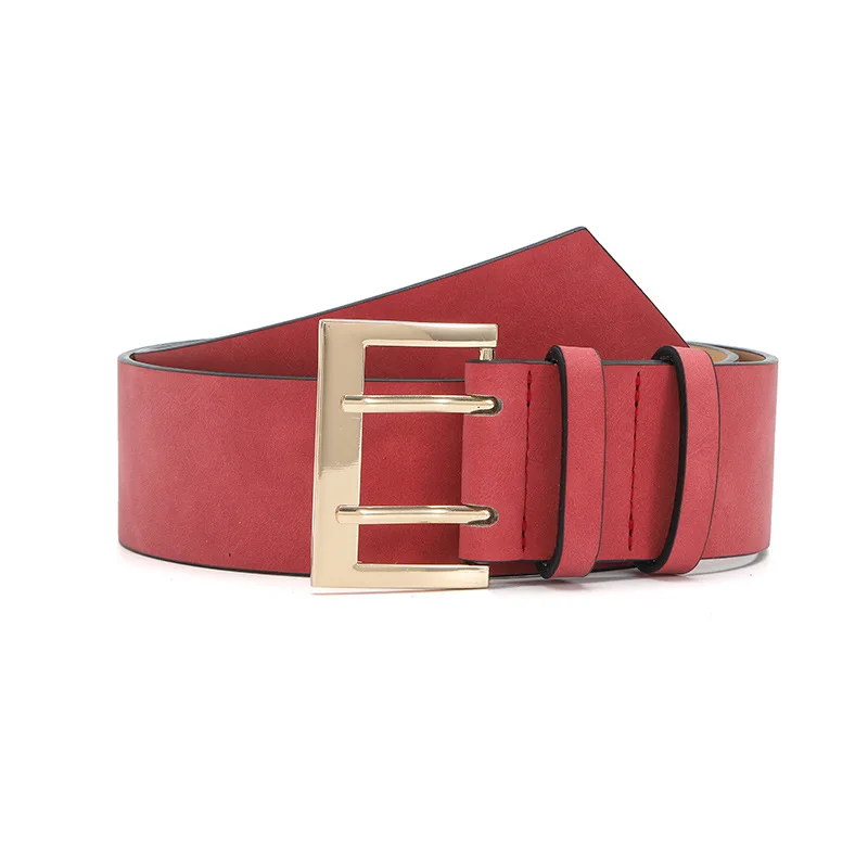 Double pins big buckle belt, PU Dress Waist Belt, ladies fashion belt