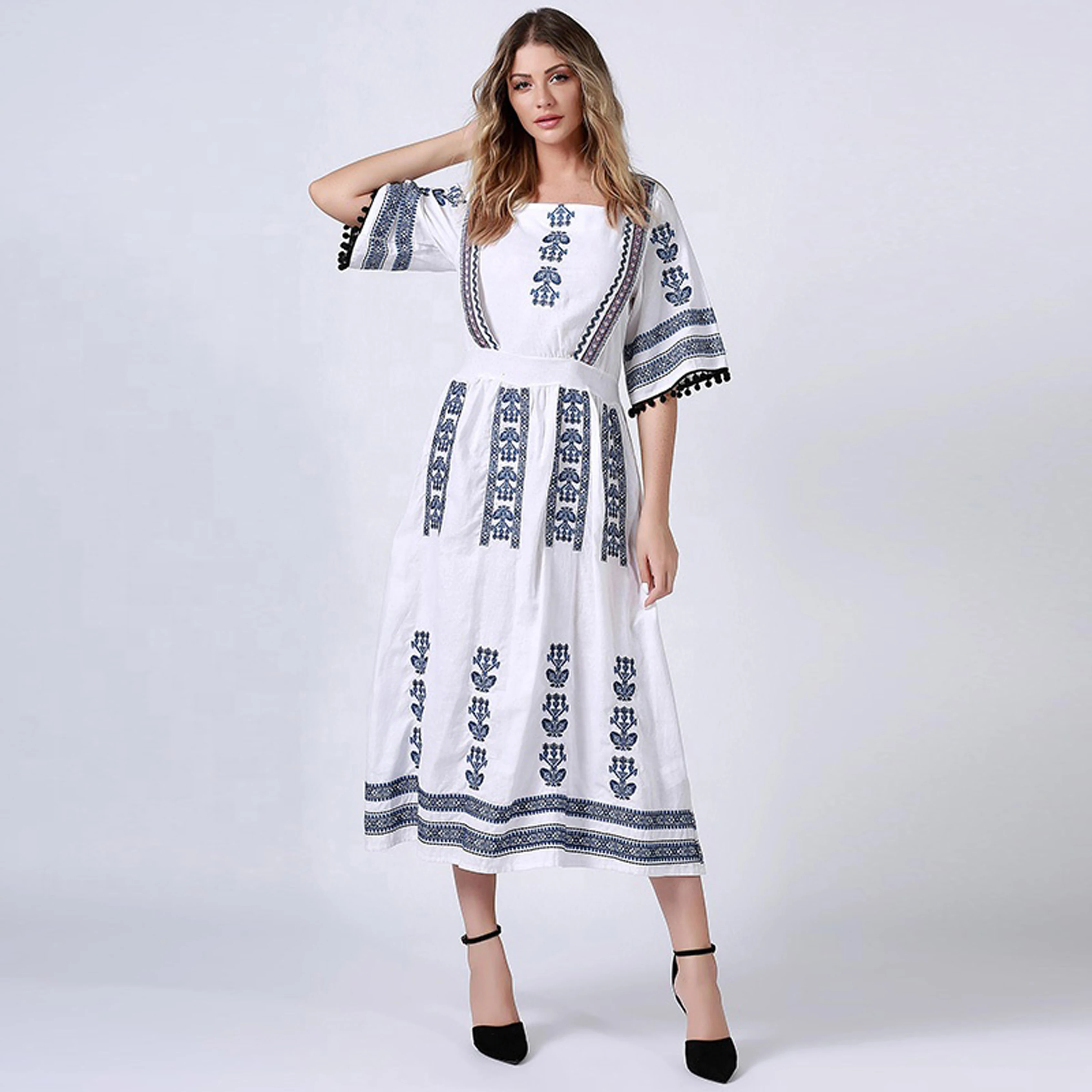
2020 high quality fashion casual half sleeves women maxi dress [E2T] 