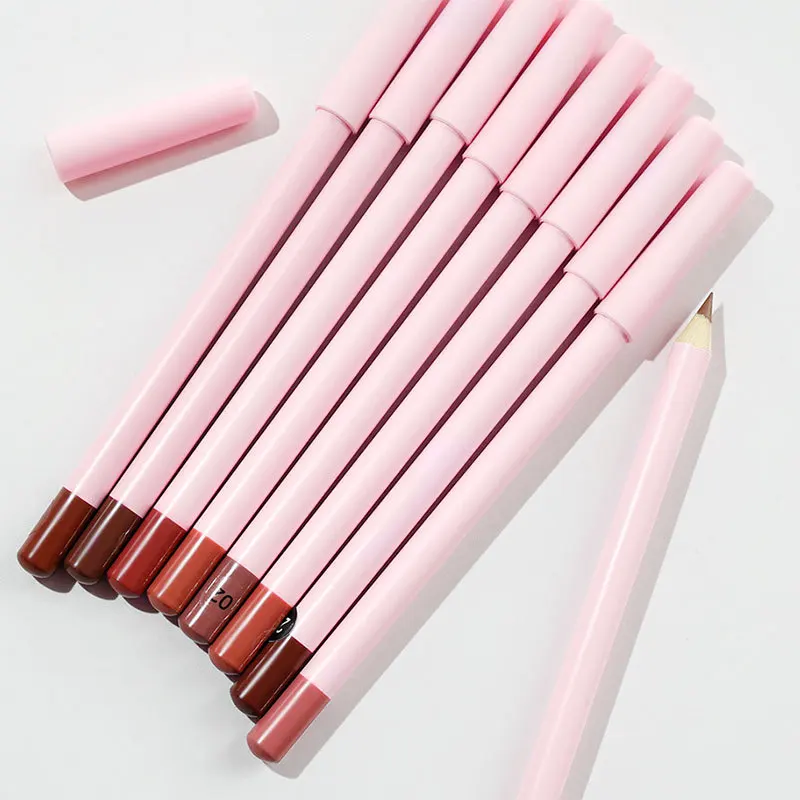 Long lasting waterproof private label your vegan high pigment lipliner pencil creamy matte dark brown nude pink lip liner pencil