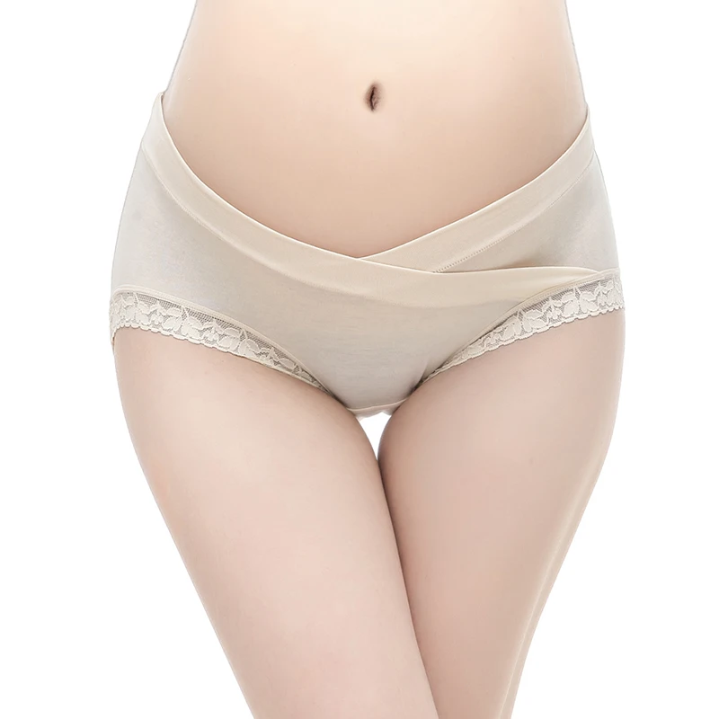 
Plus Size Cotton Underwear For Pregnant Women Maternity Panties With Lace Trim 