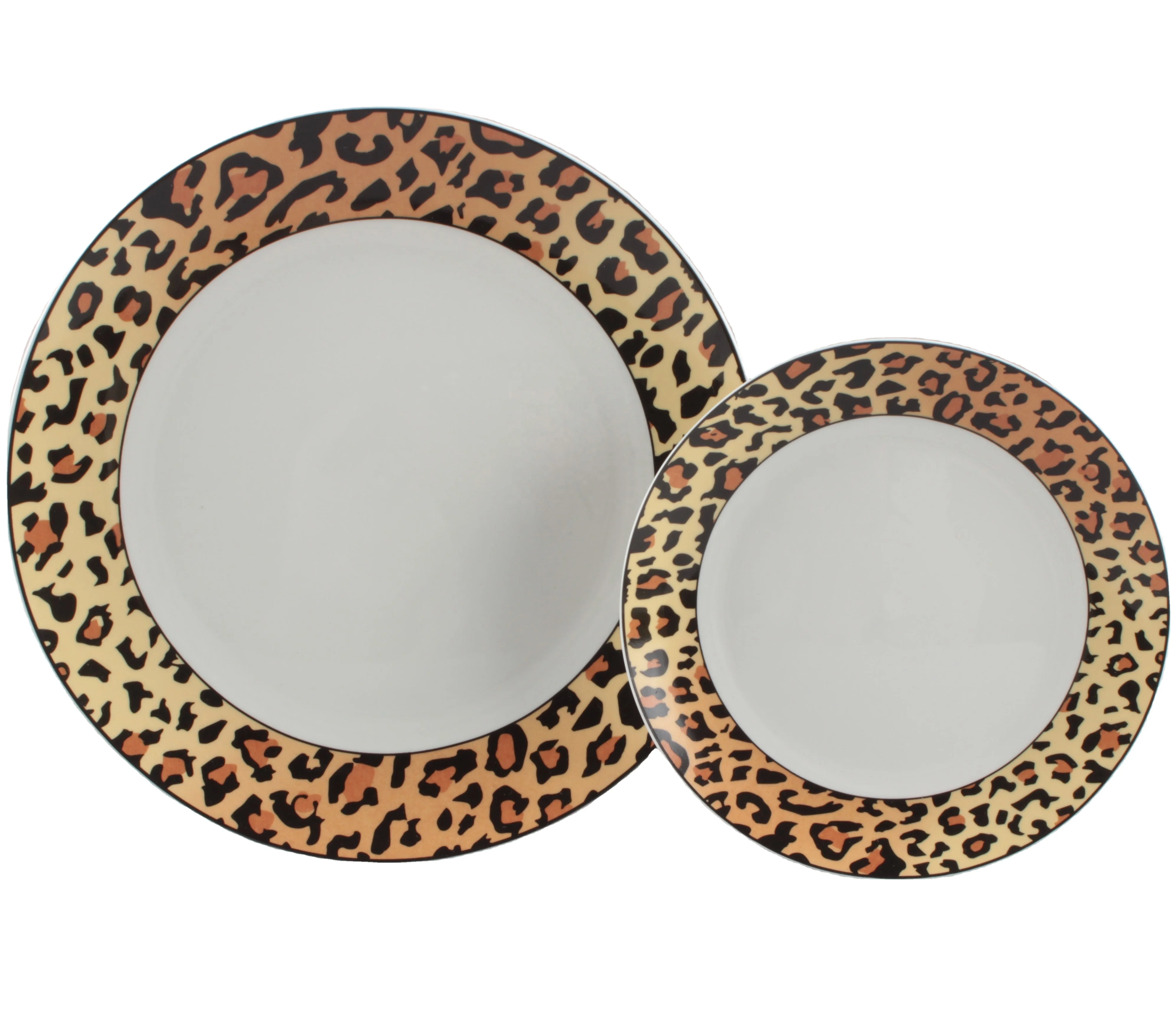 Hot Selling 16PCS Porcelain Dinner Set With  leopard print  Ceramic Dinner Set With Custom Decals