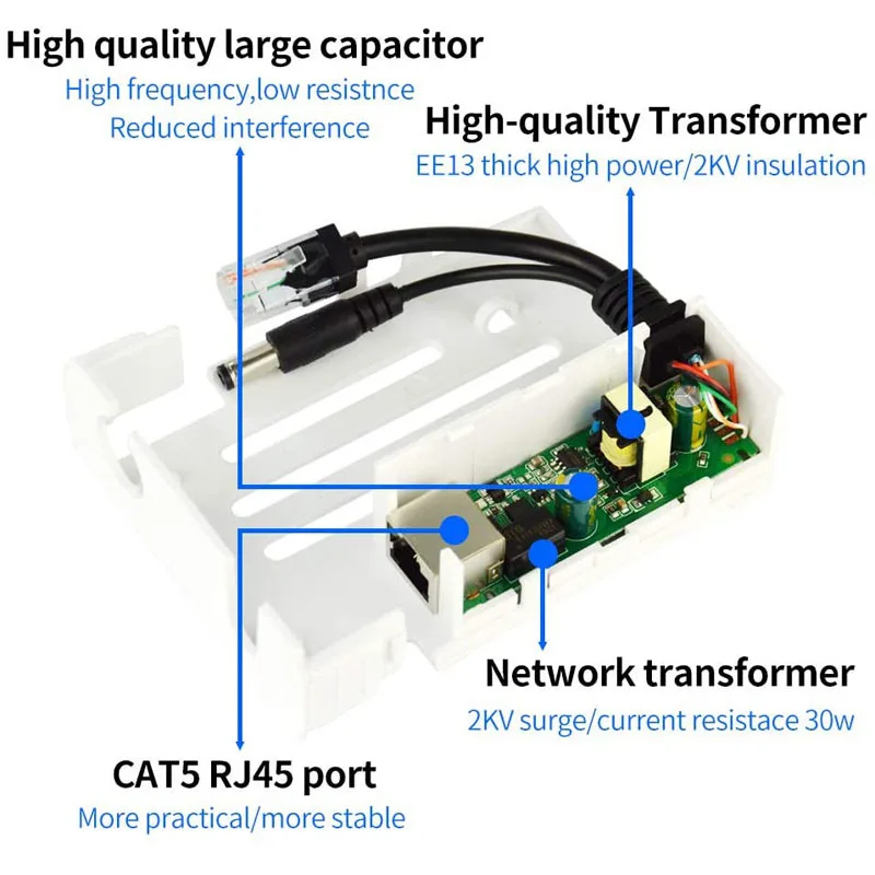 Active POE Splitter Waterproof 48V POE 10/100M Input To DC Output 12V For IP Camera/Wireless AP/CCTV