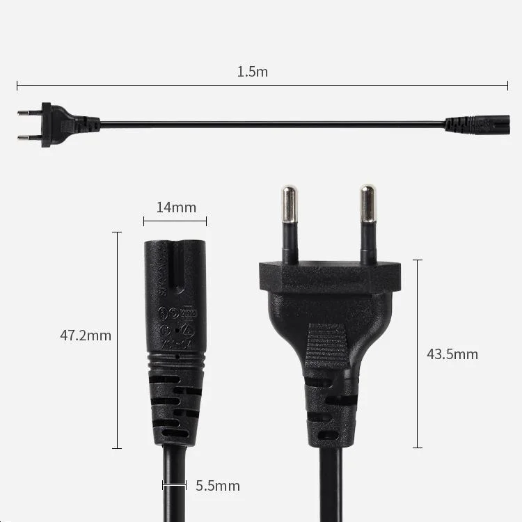 Кабель питания Hi-Fi с 2 круглыми зубцами, 220 В переменного тока/6 А