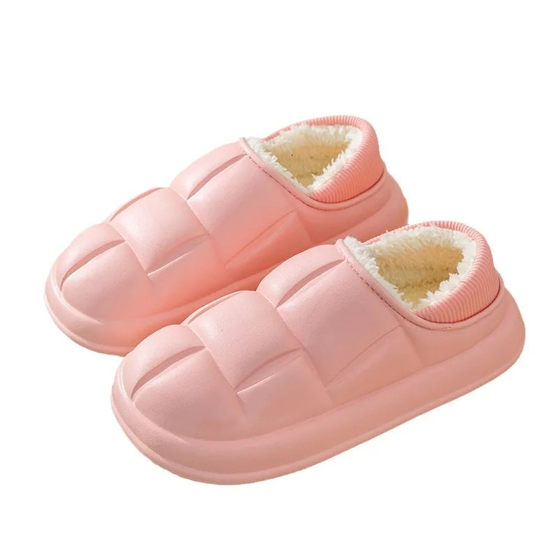 New Hot Sale Winter Warm Washable Soft Platform EVA Outside Furry Inside Cotton Slippers Ankle Snow Boots for Couple Man Women