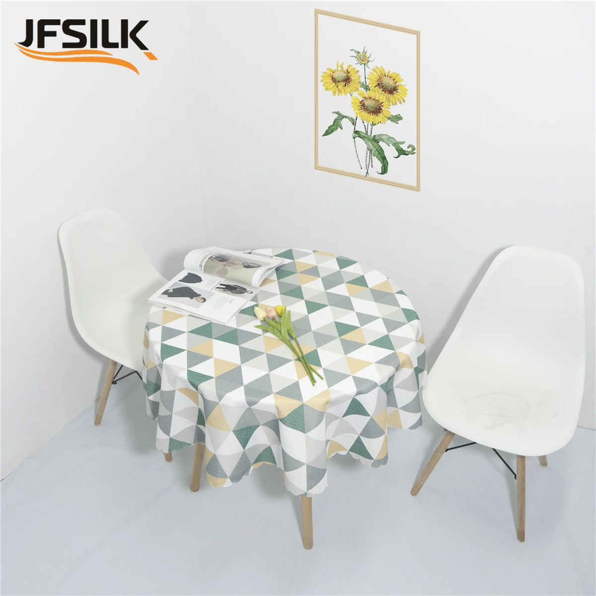 color on table cloth Waterproof round tablecloth with plaid tablecloth  table cloth textile nappe de table ronde