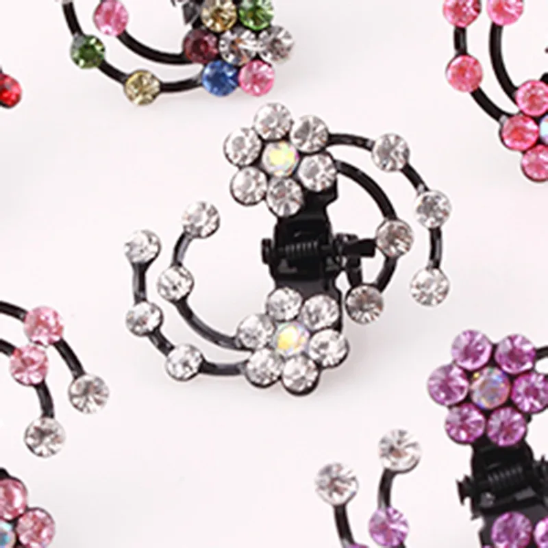 Mini Hair Clips Metal Mini Jaw Clip Blossom Rhinestone Crystal Claw Hair Clip