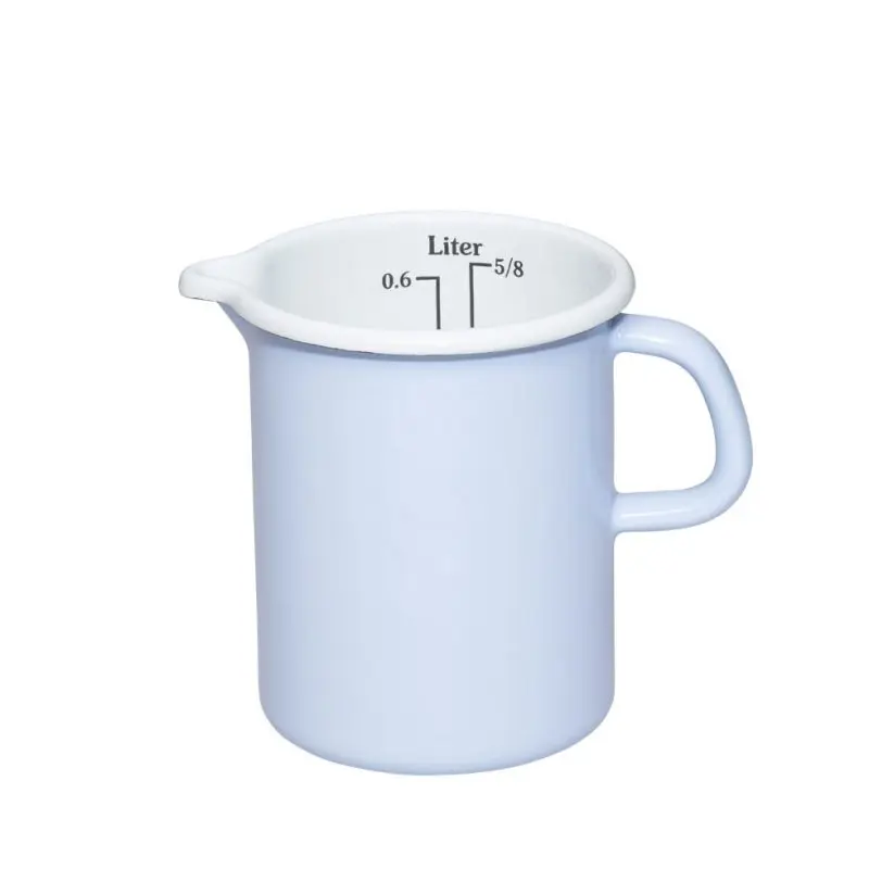 Large size custom printing white food safe colored enamel steel measuring cup metal milk heating mug