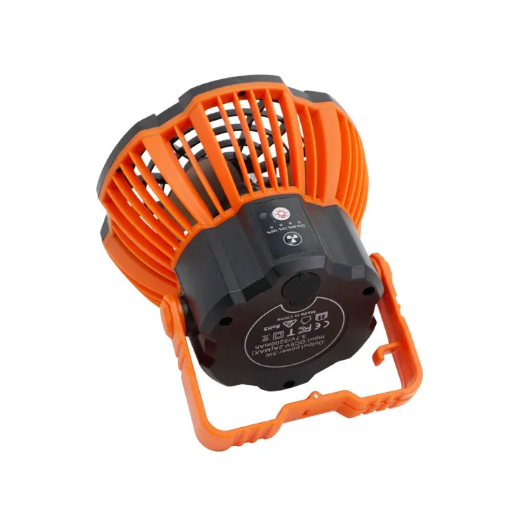 Cool&Brightness LED Portable power bank fan Indoor/outdoor Electric fan with mini Light camping fan light for tent hiking