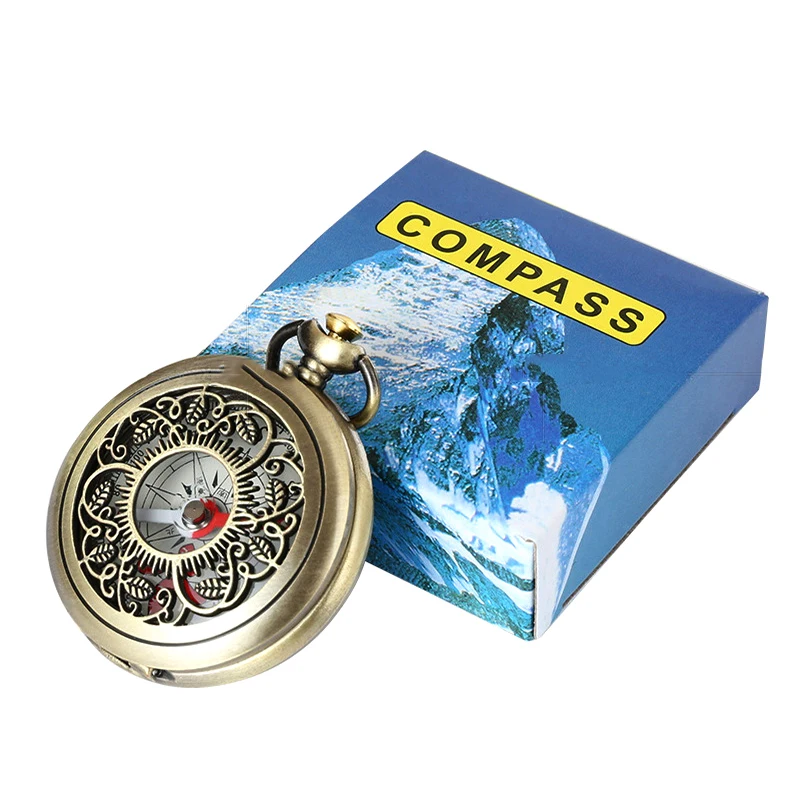 35mm Diameter Pocket Bronze Watch Compass for Outdoor Hiking Camping Adventure