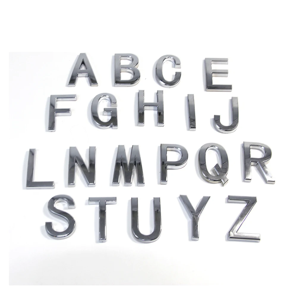 Factory Wholesale High Quality Chrome Plated Metal Car Emblem Logo Letter Design Hood Decoration car badge emblem