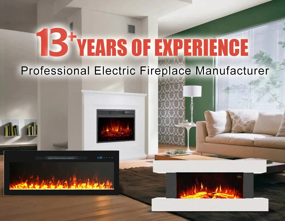 Remote Control 24h timer Modern Wall mounted Indoor Housing use living room electric fireplace heater with Led Flame