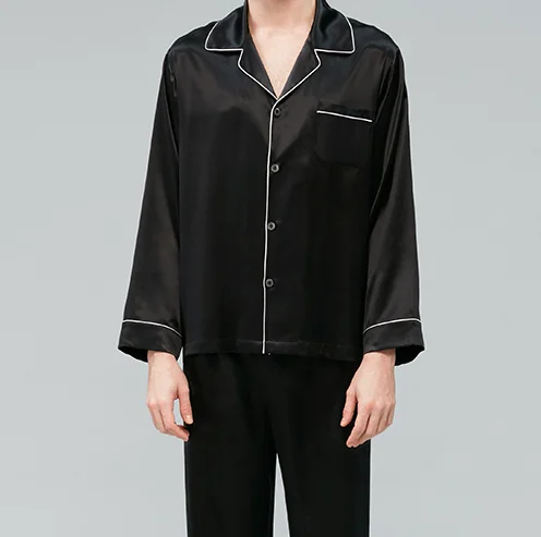 2023 new fashion luxury 100% pure silk pajamas set for men