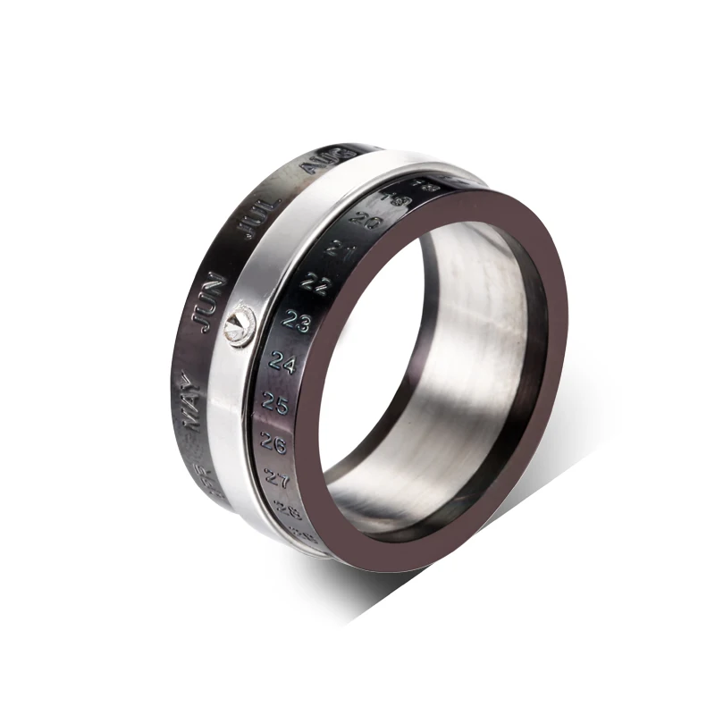 Rotatable Custom Roman Numerals Ring Men Jewelry Stainless Steel Rings Punk Spinner Male Time Calendar Rings