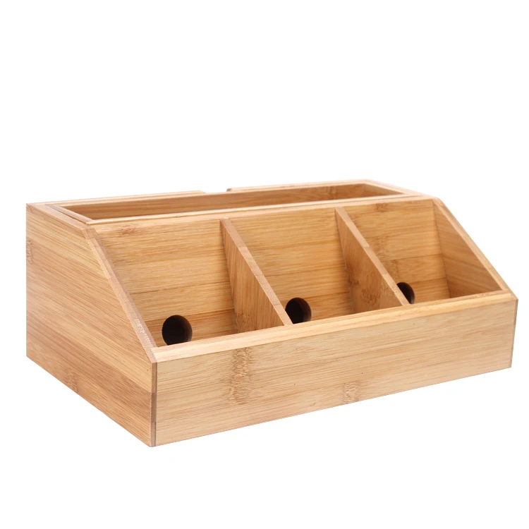 Eco-friendly bamboo office file holder storage phone holder