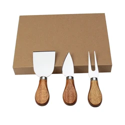 High Quality Stainless Steel Soft Small Acacia Wood Cheese Knife Set